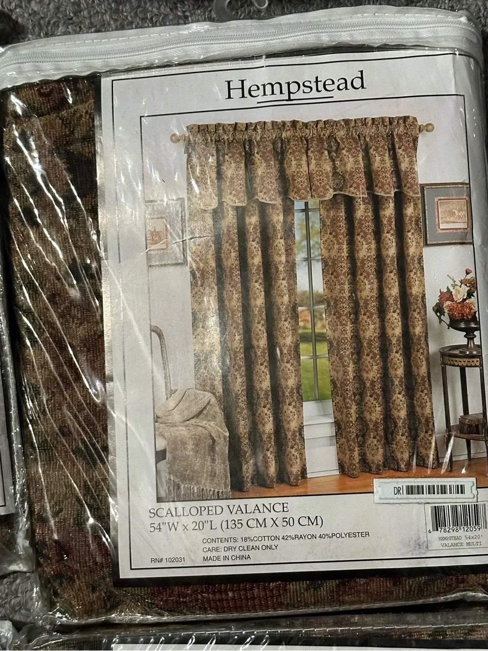 Lot of 4 Hempstead Scalloped Window Valances 54x20 Jacquard Tapestry Earthy NWOT